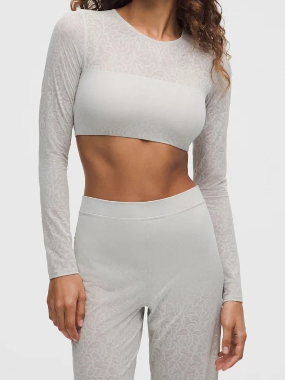 Lululemon Paisley Lace Bandeau Long Sleeve - Light Grey